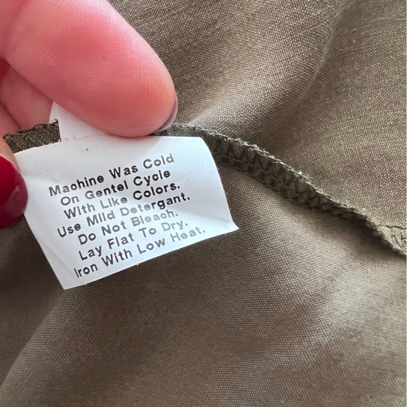 Hackwith Design House Mandarin Collar Dress in Olive - Picture 15 of 16